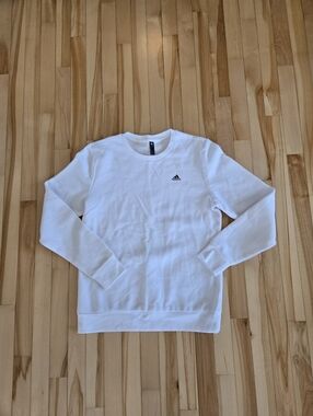 adidas White Men’s Crewneck Sweatshirt with Small Logo